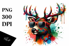 Colorful Quirky Deer Sunglasses | Clipart Product Image 3