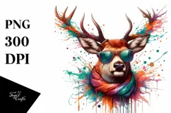 Colorful Quirky Deer Sunglasses | Clipart Product Image 1