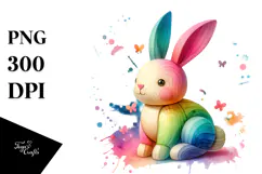 Colorful Bunny Wood PNG Product Image 1