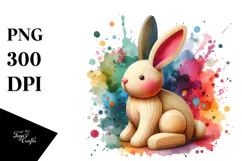 Colorful Bunny Wood PNG Product Image 1