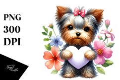 Cute Flower Yorkshire Terrier PNG Product Image 1