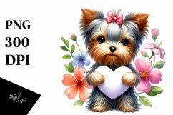 Cute Flower Yorkshire Terrier PNG Product Image 1