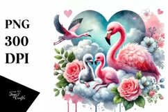 Adorned Flamingo on Cloud PNG Product Image 1