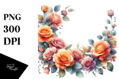 Abstract Colorful Roses Frame | Sublimation Clipart Product Image 3