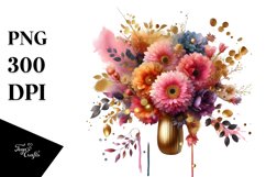 Colorful Watercolor Bouquet in Gold Foil | Clipart Product Image 3
