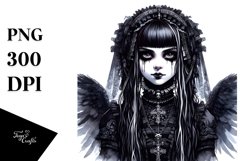 Detailed Watercolor Gothic Girl, PNG Product Image 1