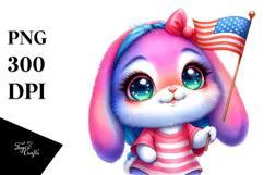 Vibrant Watercolor Smiling Cute Baby Rabbit PNG Product Image 1
