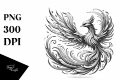 Simple Vintage Pencil Phoenix, PNG Product Image 1