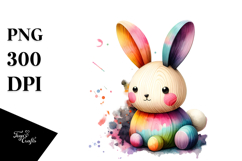 Colorful Pastel Bunny Wood PNG Product Image 1