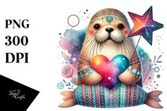 Colorful Walrus on Star PNG Product Image 1