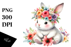 Cute Bunny Sitting on Flower | Clipart Product Image 1