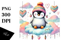 Adorned Boho Penguin Watercolour Drawing Product Image 1