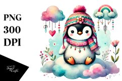 Adorned Boho Penguin Watercolour Art Product Image 1