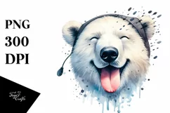 Funny Polar Bear Portrait Tongue Out | Clipart Product Image 3