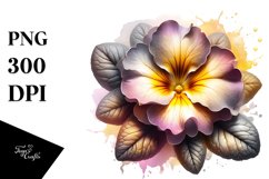 Abstract Shiny Watercolor Splash Primrose Clipart Product Image 1