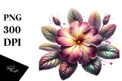 Shiny Detailed Primrose Watercolor | Clipart Product Image 1