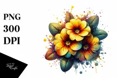 Shiny Detailed Primrose Watercolor | Clipart Product Image 1