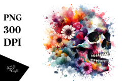 Colorful Skull with Dust Cloud, PNG Product Image 1