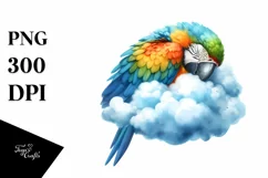 Colorful Watercolor Macaw on Cloud | Clipart Product Image 3