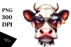 Cow with Sunglasses, Transparent PNG Product Image 1