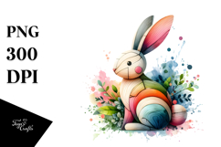 Colorful Bunny on Splashy Background PNG Product Image 1