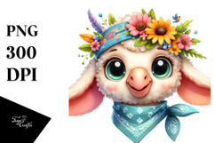 Funny Parrot Lamb with Bandana PNG Product Image 1