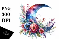Vibrant Half Moon with Flowers, Transparent PNG Product Image 3