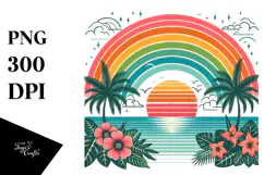 Retro Tropical Rainbow Sunset, 20 oz Tumbler Product Image 1
