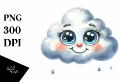 Simple Funny Cloud with Big Eyes, Transparent PNG Product Image 3