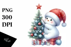 Baby Snow Men with Santa Hat PNG Product Image 1