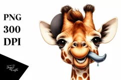 Detailed Giraffe Portrait Tongue Out | Clipart Product Image 1
