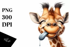 Detailed Giraffe Portrait Tongue Out | Clipart Product Image 3