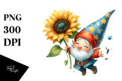 Cute Floating Gnome with Sunflower PNG Product Image 1