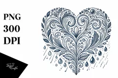 Vintage Hand Drawn Heart, PNG Product Image 1