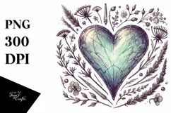 Vintage Hand Drawn Heart, PNG Product Image 1