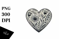 Vintage Hand Drawn Heart PNG Product Image 1