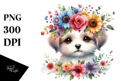 Colorful Flowers Puppy Clipart Product Image 3