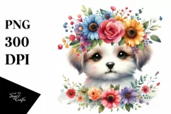 Colorful Flowers Puppy Clipart Product Image 3