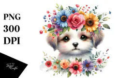 Colorful Flowers Puppy Clipart Product Image 1