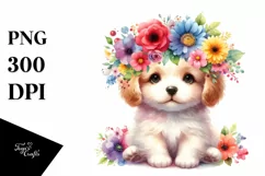Colorful Flowers Puppy Clipart Product Image 3
