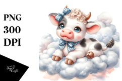 Sublimation Cute Baby Cow on Lofty Cloud Product Image 1