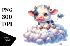 Sublimation Cute Baby Cow on Lofty Cloud Product Image 1