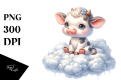 Sublimation Cute Baby Cow on Lofty Cloud Product Image 1