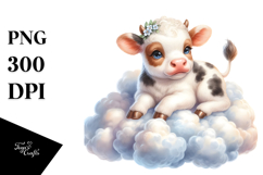 Sublimation Cute Baby Cow on Lofty Cloud Product Image 1