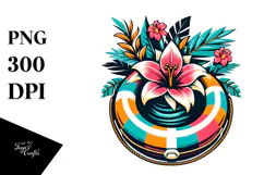 Retro Tropical Flower Beach Buoy PNG Product Image 1