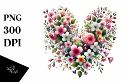 Spring Flower Heart Digital Painting PNG Product Image 1