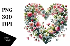 Spring Flower Heart Digital Painting PNG Product Image 1