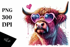 Pink Cow with Sunglasses PNG Product Image 1