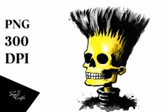 Skull with Hair, Washed, Simple PNG Product Image 3