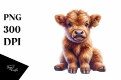 Cute Baby Highland Cow |Watercolor Splash Product Image 3